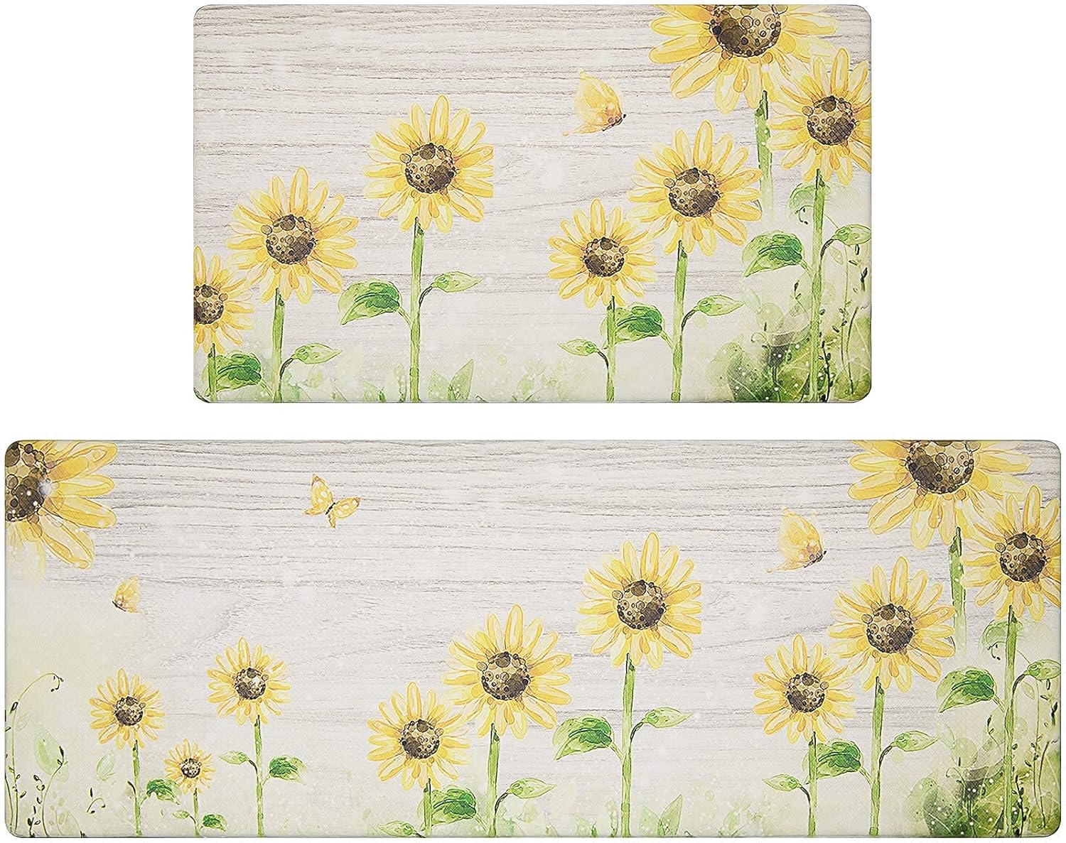 SHACOS Sunflower Kitchen Rugs Mats 2 Pieces Anti Fatigue Kitchen Floor