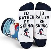 Lavley Ski Socks Funny Gift for Skiers &amp; Snowboarders Winter Sports Fans | Premium Cotton Blend, Super Soft, Durable, Ski Gift for Men and Women, Funny Novelty Socks, Winter Sports Gear
