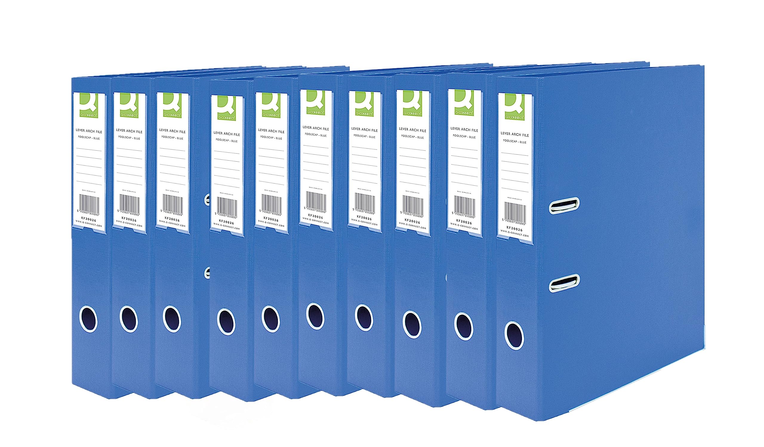 Q-Connect 70mm Lever Arch File Polypropylene Foolscap Blue (Pack of 10)