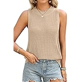 ATHMILE Summer Crochet Tank Tops for Women 2026 Casual Crewneck Hollow Out Loose Knit Sleeveless Sweater Vest Top Trendy