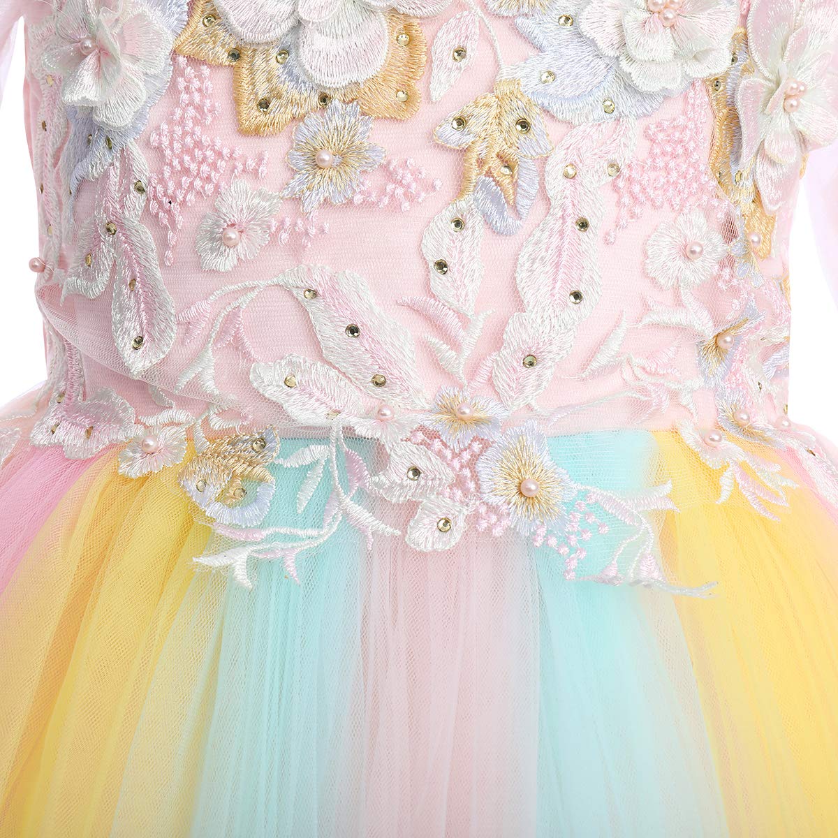 Gonna Tutù Arcobaleno Per Bambina - Abito Principessa Con Fascia Fiori, Per Feste E Ballo - Foto 10