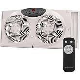 Bionaire Window Fan with Reversible Airflow Blades &ndash; 3-Speed Settings, Programmable Thermostat, LED Display, Remote Control, Fits 24&ndash;36" Windows, No Assembly Required