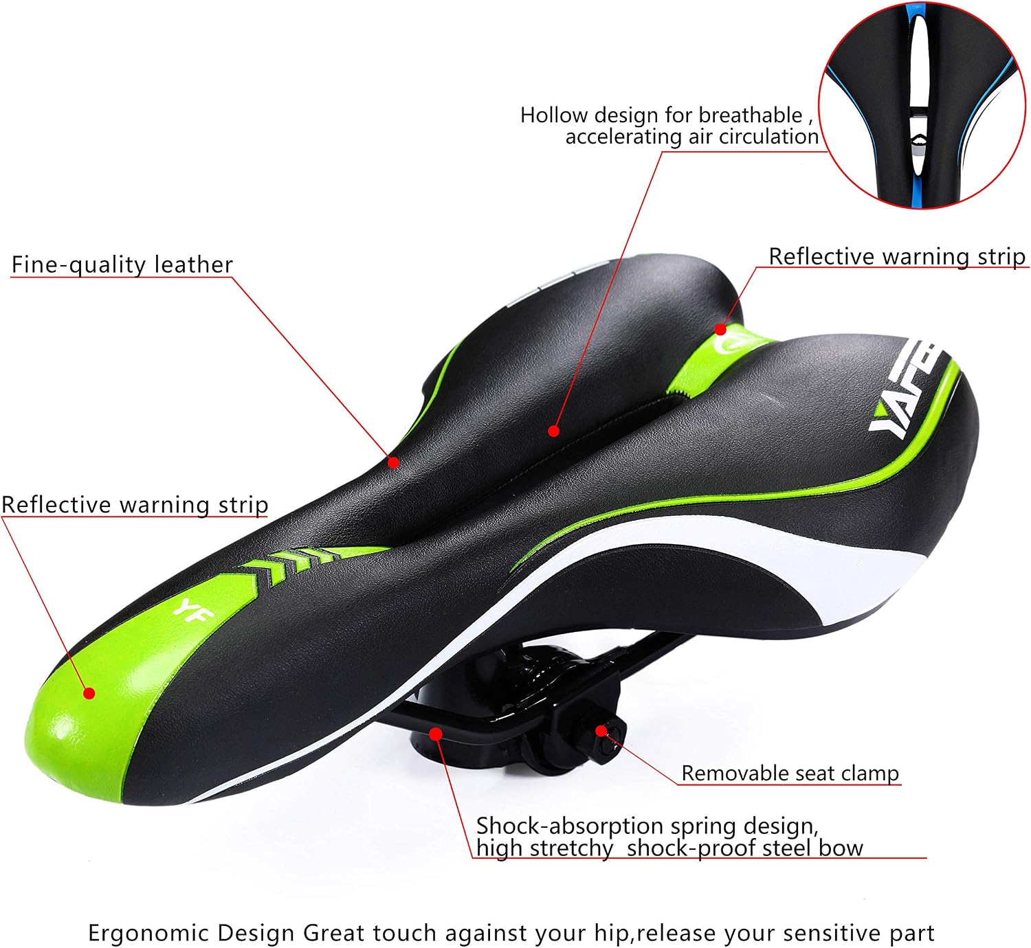 ENJOHOS Mountain Bike Saddle Comfortable MTB Seat Bicycle Gel Cushion Saddle with Memory Sponge Suitable for BMX Road Bike - Image 5