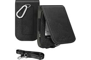 MEDMAX PU Leather Protective Case with Detachable Hanging Lanyard for Freestyle Libre 3 2 / Libre Reader, Lightweight Shockproof Diabetic Storage Neck Sling Carrying Case with Carabiner Clip (Black)