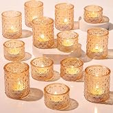 36 Pcs Assorted Gold Votive Candle Holders, Gold Tea Lights Candles Holders | Gold Glass Votive Holders for Diwali, Fall Wedding, Halloween, Thanksgiving, Christmas Party &amp; Shower Decor