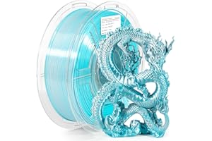 iSANMATE 3D Printer Filament, PLA Filament 1.75mm Dual Color Filament, Shiny Silk PLA Coextruded Filament, 1 kg/Spool (Lake Green and Silver)