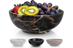 Gusto Nostro 8" Luxury Black Marble Decorative Bowl for Coffee Table - Elegant Decorative Fruit Bowl for Kitchen Counter - Heavy Stone Entryway Catch All for Keys, Potpourri Holder Centerpiece, Medium