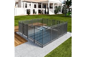 Petorldog Metal Swimming Pool Fence 36ft (L) × 40in (H) with 14Panels & 2 Gates, in Ground Pool Safety Fence, Protective Barrier with Reinforced Stakes, Compatible with Patios & Gardens, Black-Silver
