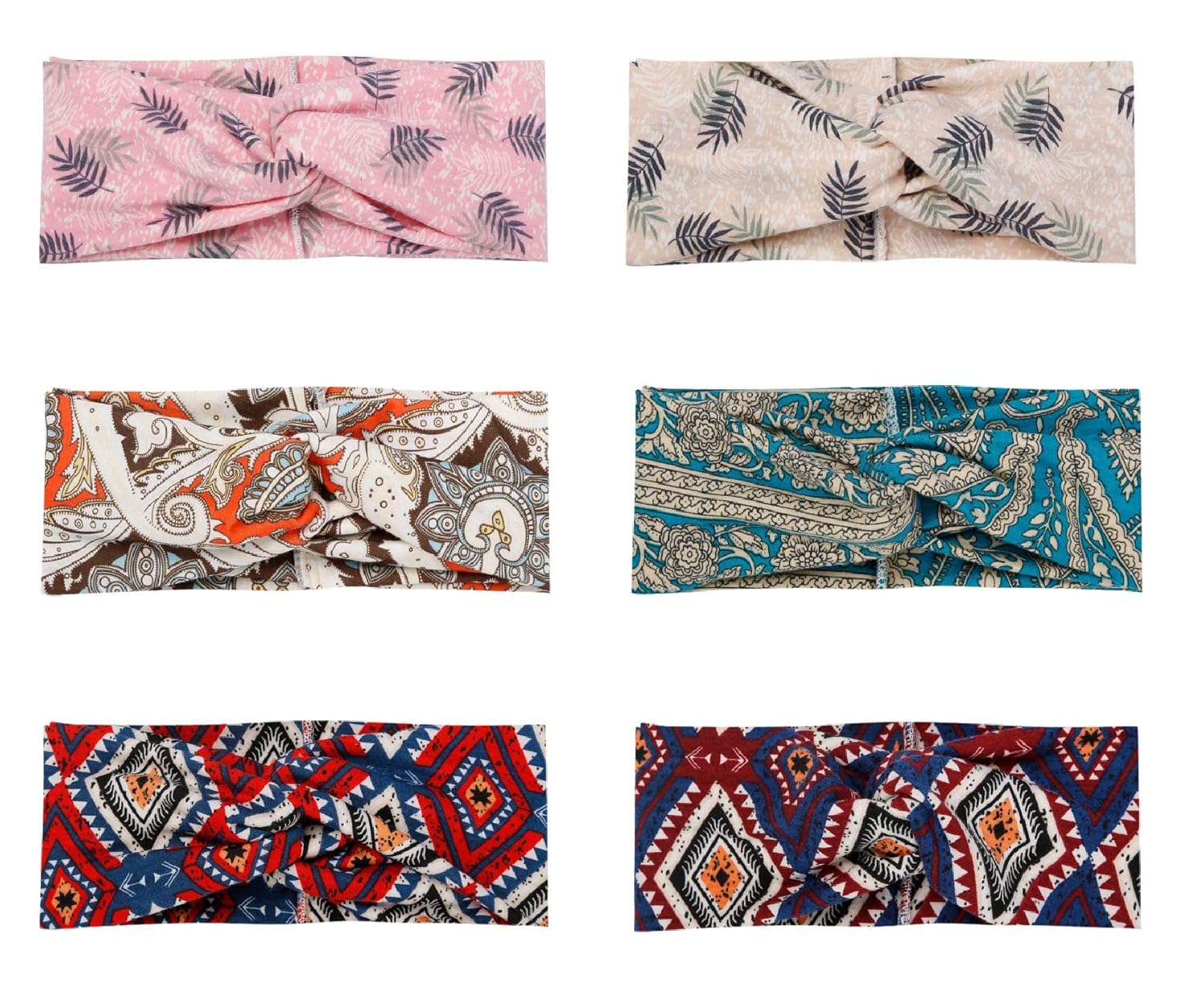 Huachi Headbands for Women Twisted Wide Thick Turban Head Wrap for Workout Running Yoga Sports - Fashion Hair Accessories, 6 Pack : Beauty