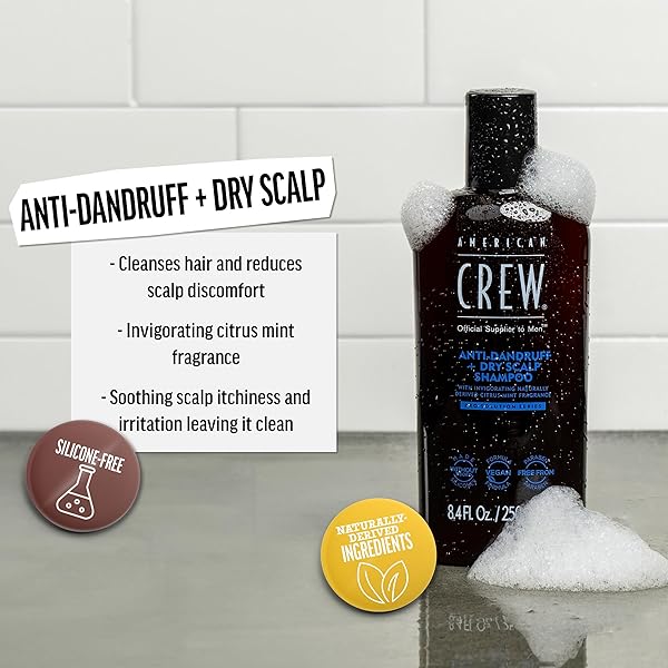 AMERICAN CREW ANTI-DANDRUFF + DRY SCALP SHAMPOO FOR MEN, CITRUS MINT SCENT, 8.4 FL OZ
