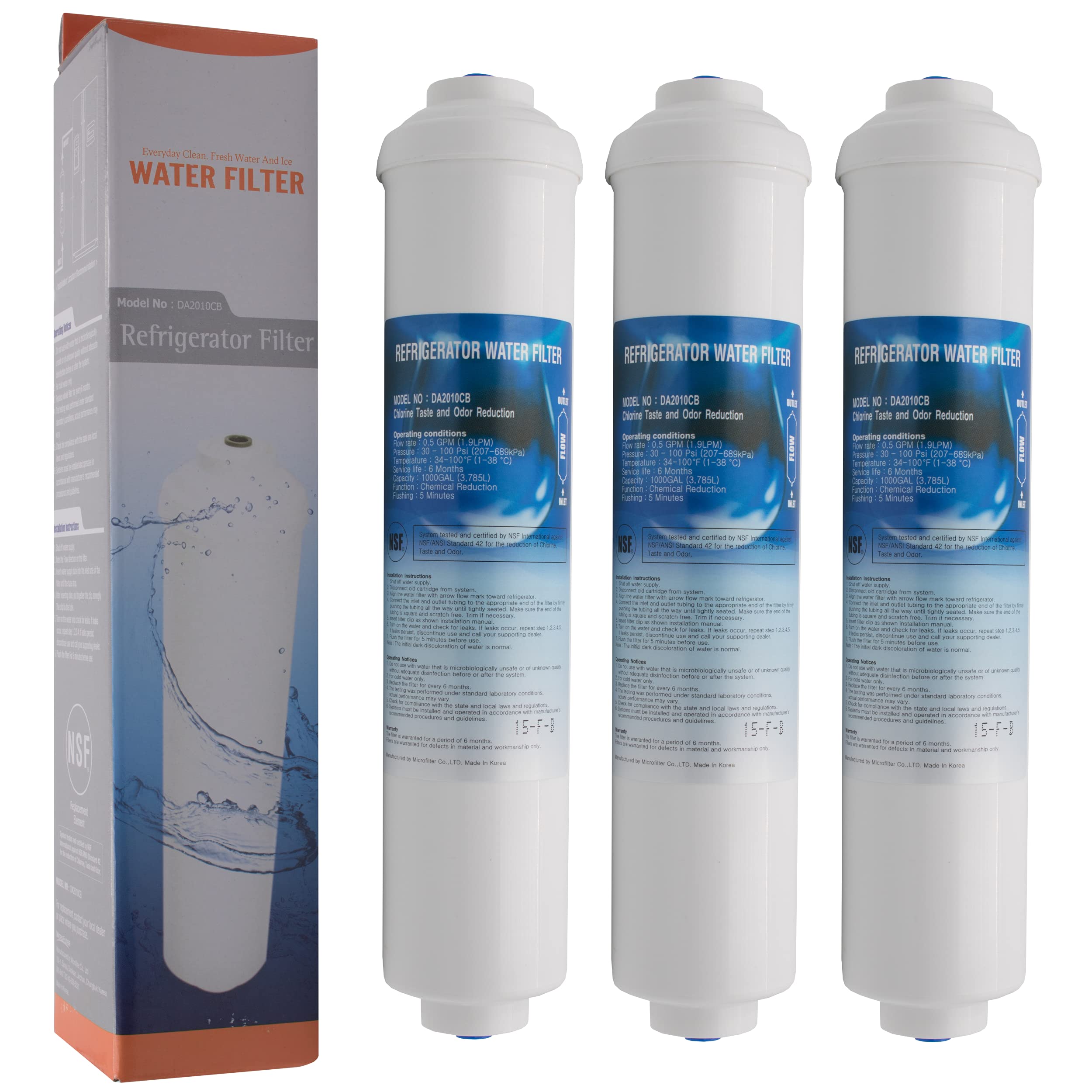 Microfilter DA2010CB | Pack of 3 External Water Filter Compatible with Samsung DA29-10105J HAFEX/EXP HAFEX - Compatible with LG 5231JA2010B, Beko, Haier Fridge Filter