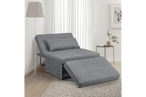 Saemoza Sofa Bed, 4 in 1 Multi Function Folding Ottoman Sleeper Bed, Modern Convertible Chair Adjustable Backrest Sleeper Couch Bed for Living Room/Small Apartment, Light Gray
