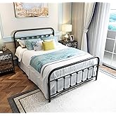 NEEBIRGELIA Black Metal Bed Frame Full Size with Headboard and Footboard Single Platform Mattress Base,Metal Tube and Iron-Art Bed(Full,Black)