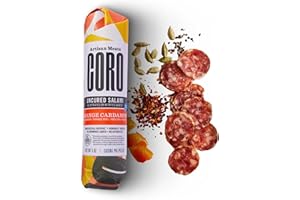 Coro Cardamom & Orange Uncured Artisan Salami Stick – 5oz | Orange Peel, Cardamom & Chili Flakes | Perfect for Charcuterie Boards, Snacking, Holiday Gifts | All Natural, Gluten-Free, No Added Nitrates & Nitrites