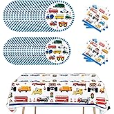 Transportation Birthday Decorations Trucks Party Plates Tablecloth And Napkins Vehicles Traffic Cars Transport Party Tableware Construction Party Supplies for Kids Boys | Serves 20 Guests