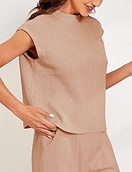 Himosyber Women's Solid Sleeveless Vest Mock Neck
