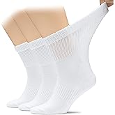 Hugh Ugoli Men's Cotton Diabetic Ankle Socks, Wide, Loose, Stretchy, Seamless Toe, Non Binding Top, Semi Cushion, 3-6 Pairs
