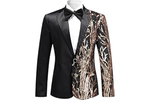 SWOTGdoby Boys Blazers Slim Fit Suit Jacket Formal Tuxedo Blazer Golden Shiny Dress Coat Ring Bearer Outfit for Party Prom