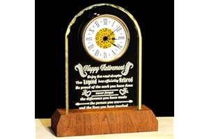 Arikyrist Meaningful Retirement Gifts for Woman Men Happy Retirement Crystal Clock with Wooden Light Base Going Away Leaving Retired Farewell Presents Ideas for Boss Teacher Employee