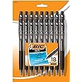 BIC BU3 Grip Retractable Ballpoint Pen, Medium Point (1.0mm), Black, Side Click Retraction For Added Convenience, 18-Count