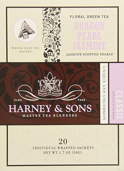 HARNEY & SONS DRAGON PEARL GREEN TEA SACHETS, JASMINE, 1.7 OZ