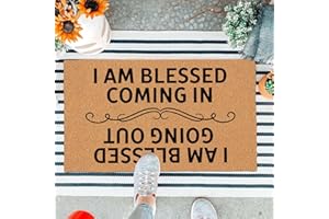 XLQHYH Funny Doormat Front Door Mat Entryway Outdoor Mat with Heavy Duty Front Porch Welcome Mats Entry Brown Mat House Warming Gift Mat 29.5 x 17 inch (I Am Blessed Coming in and Going Out)