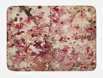 Amazon アンティークバスマット 効果grungy桜のリブ編み竹レトロ背景花柄アート作業 豪華バスルームのインテリアマット非スリップbacking ピンクベージュ 18 X 30inch Zpaosq Wenhuamucai ラグ カーペット