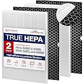 116130 HEPA Filter H Replacement Compatible with Winix 5500-2, AM80, 5510, 5520 Air Purifiers -True HEPA + Activated Carbon Filter by LifeSupplyUSA (2-Pack)