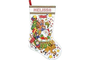 Design Works Crafts Santa Sleigh Cross Stitch Stocking Kit, 17" Long 14 Count