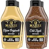 Maille Dijon Mustard 4 count Squeeze Condiment Variety Pack Dijon Originale & Old Style Non-GMO, Kosher 8.5 oz