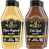 Maille Dijon Mustard Squeeze Condiment Variety Pack Dijon Originale & Old Style Non-GMO, Kosher 8.5 oz 4 Pack