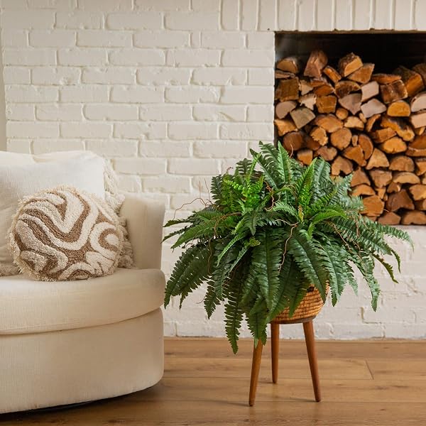 NEARLY NATURAL 40IN HANGING ARTIFICIAL BOSTON FERN PLANT SET OF 2 – REALISTIC FAUX GREENERY FOR INDOOR HOME, OFFICE, AND BATHROOM DECOR