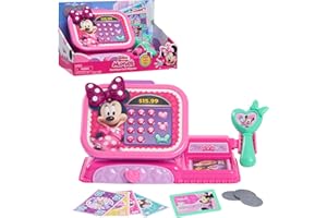 Just Play Disney Junior Minnie Mouse Bowtique Cash Register with Realistic Sounds, Pretend Play Money and Scanner, Multi-Colo