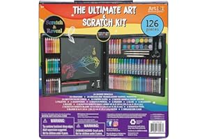 ART 101 USA Art 101 Budding Artist Ultimate Art and Scratch Art Kit, Assorted Colors, 126 Pieces (30126)