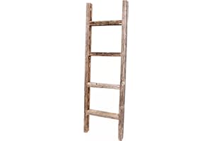 BARNWOODUSA LLC BARNWOODUSA Rustic Decorative Ladder - 100% Upcycled Wood (48" x 12" x 1.5", Weathered Gray)