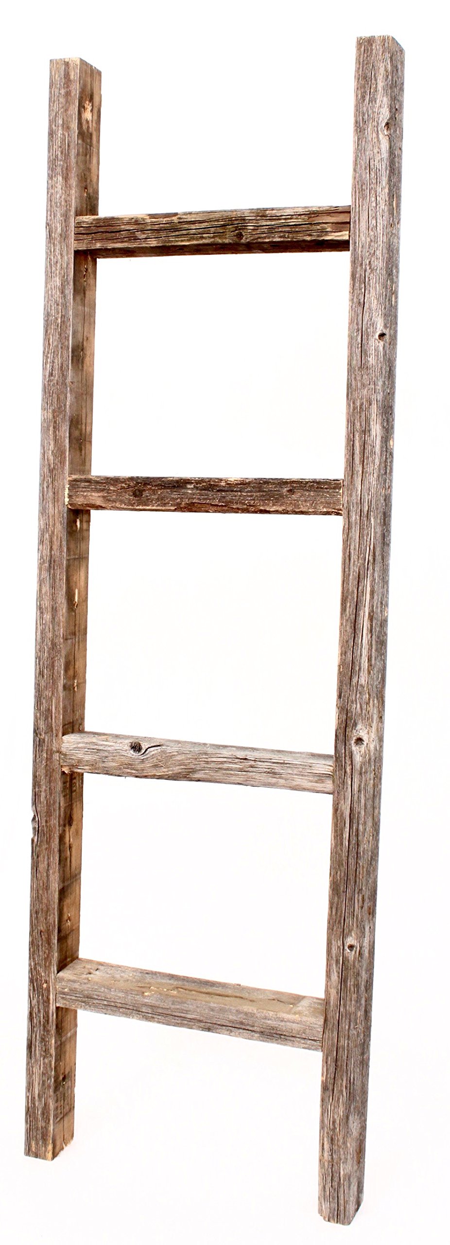 BarnwoodUSA Rustic 4 Foot Decorative Wooden Ladder 100 Reclaimed