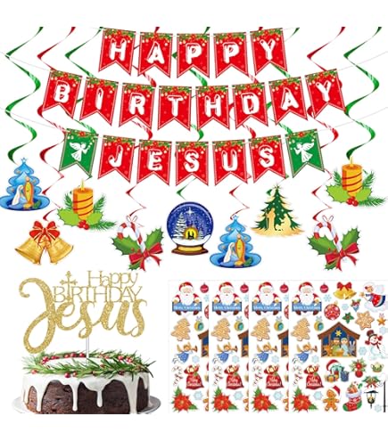 Happy Birthday Jesus Banner – Religiöse Weihnachtsdekoration Mit Krippen-Szene, 2 M Lang, Aus Stabilem Karton