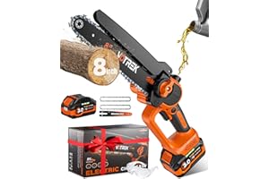 VOTREK 8-INCH Mini Chainsaw Cordless, [3.0AH] Battery Powered Electric Chain Saw, Handheld Small Hand Saw for Wood Cutting Tree Trimming Branch Cutter [Auto Oiler] [Tool-Free Tensioner] [Brushless]
