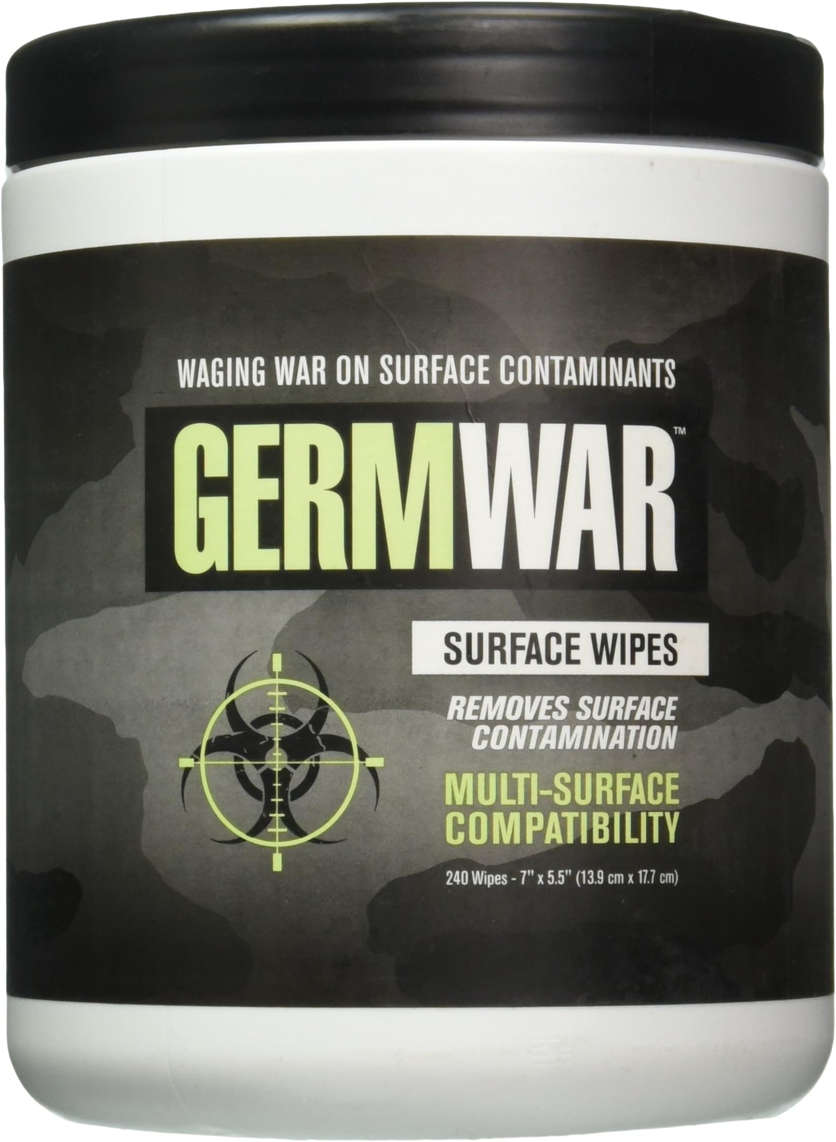 GermWar Surface Cleanser Wipes, Container with 240 Wipes