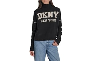 DKNY Womens Long Sleeve Athletic Fit Logo Mock Neck SweaterSweater