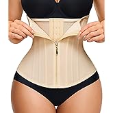 Nebility Waist Trainer for Women Zipper Corset Shapewear Tummy Control Mesh Waist Cincher Faja Body Shaper