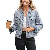 Glamaker Womens Jean Jacket 2026 Basic Trendy Long Sleeve Denim Jackets Button Down Fitted Western Coat with Pockets
