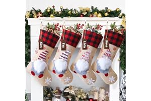 CYSINCOS Personalized Christmas Stockings 4 Pack 18 inch Large Kids Stocking Bags Hanging Socks for Christmas Decor Decorations