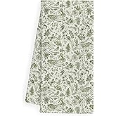 QEJ Chinoiserie Green Floral Kitchen Dish Towels, Vintage Sage Green Toile Bunny Botanical Decorative Hand Tea Towels for Bathroom Kitchen, Farmhouse Bathroom Decor, 16x24 Inch