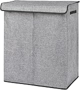 DOKEHOM 150L Double Laundry Basket with Lid and Removable Bags Grey view 9
