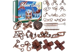 MYTOTHFY Advent Calendar 2025, Christmas Countdown Calendar Gift Box with 24 Brain Teaser Puzzles, 24 Days Metal & Wood Brain Teaser Puzzles Xmas Countdown Calendar Challenge for Adults Teens Boys Girls