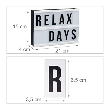 Relaxdays Light Box Leuchtbox Mit 60 Zeichen Buchstaben Zahlen Led Leuchtschild Hbt 15 X 21 X 4 Cm Weißschwarz