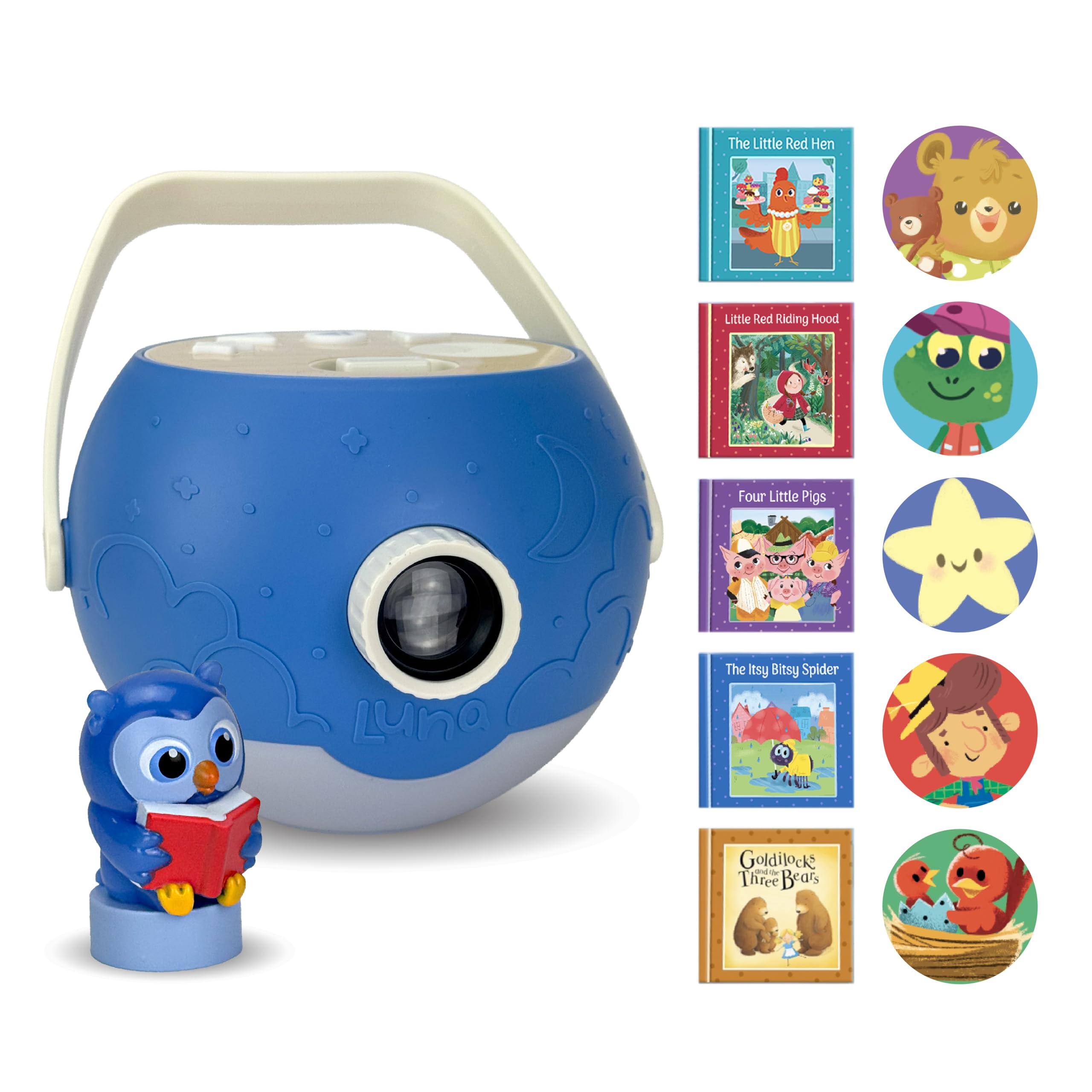 Photo 1 of LUNA STORYTIME Kids Book Projector - 5 Read-Aloud Stories, 5 Songs, Night Light & Soothing Dream Music | Children Ages 3+ Storytime Projector for Kids & Toddlers | Educational Toys, Owl