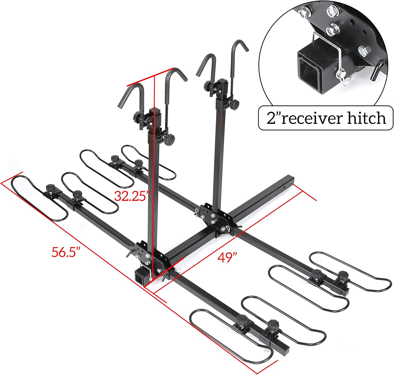 ECOTRIC Foldable 4 Bicycle Platform Bike Rider Carrier Mount Rack Fit 2