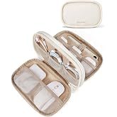BAGSMART Electronics Organizer Travel Case for Cords Chargers Phones, Beige | Puffy Padded, Travel Essentials, Cord organizer bag for Cables, Compact Tech Accessories Pouch